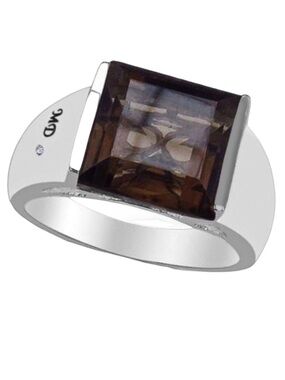 Marcel Drucker Topaz White Gold Rhodium Solid Sterling Silver Diamond NWT UNISEX